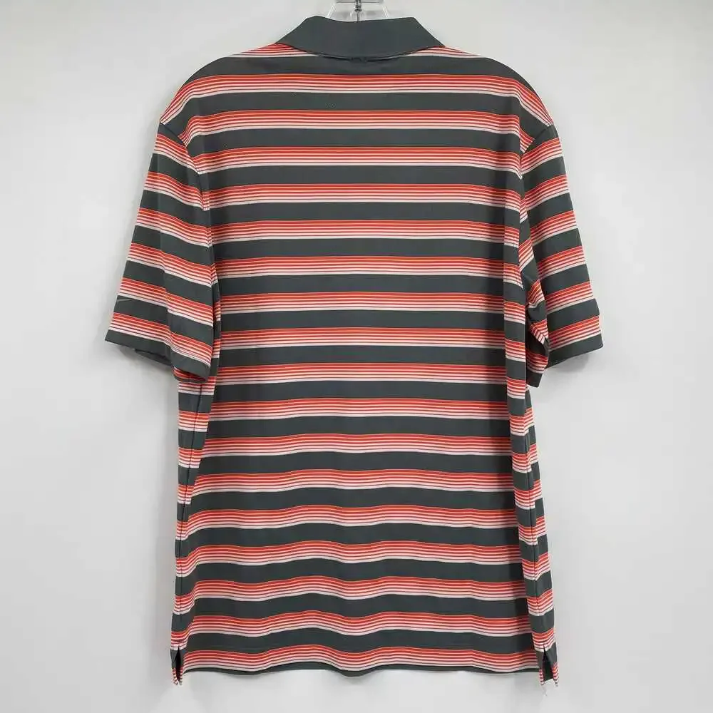 Nike Orange Gray Striped Polo | Size M